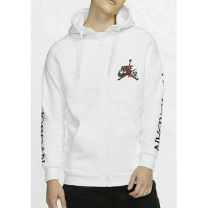 Nike Air Jordan 5 Fire Men's White Jumpman CK2223-100 Full Zipper Hoodie XXL